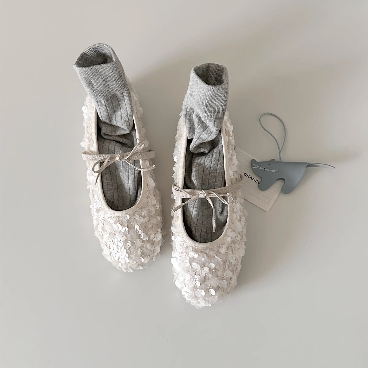 Women's Round Toe Sequined Bow Ballet Low-cut Flat French Gentle Dress Women's Fashion Shoes