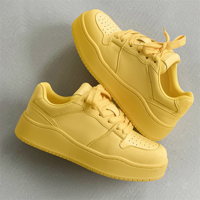 Women's & Men's Brown Thick Sole Fashionable American Niche Design Couple Increased Sneakers