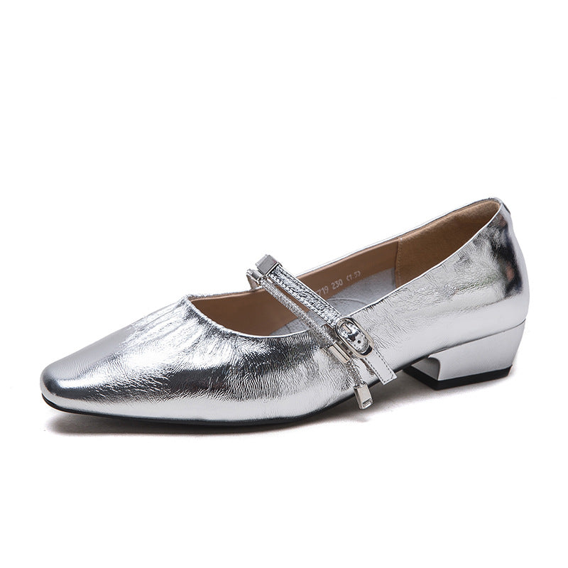 Women's French Mary Jane Word With Shallow Mouth Pumps First Women's Casual Shoes