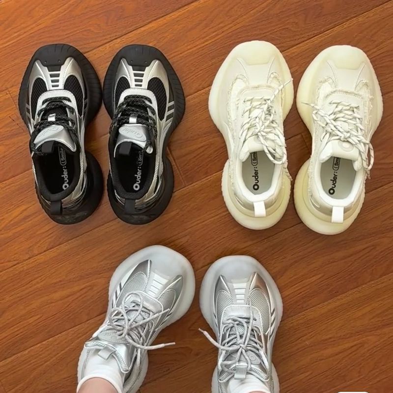 Women's Streamer Running Breathable Thick Sole Increased Casual Shoes