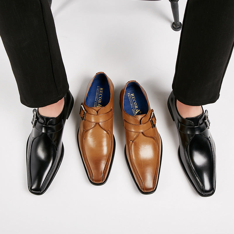 Men's Authentic Formal Wear Buckle Office Wedding Gentleman Men's Business Leather Shoes