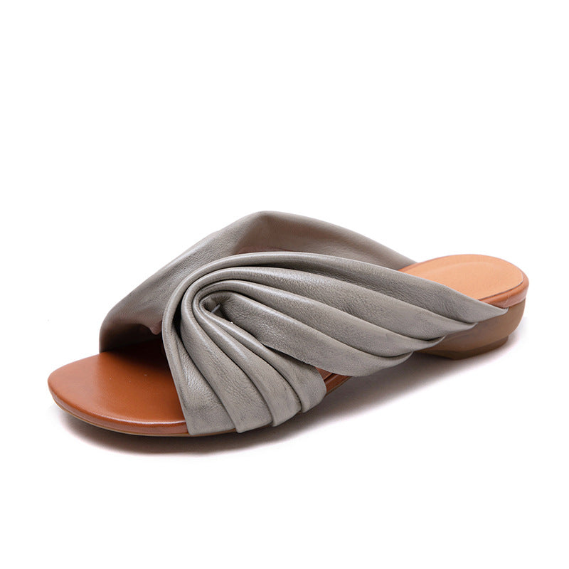 Women's Shu Summer Peep Toe Outdoor Bohemian Style Retro Lazy Flat Slippers