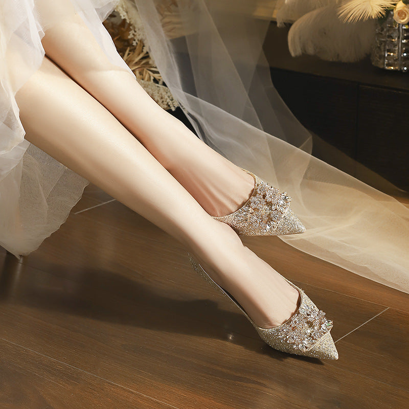 Wedding Stiletto Pointed Toe Bridal High Not Heels