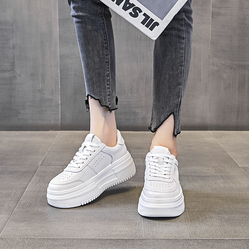 Women's White Genuine Autumn Versatile Single-layer Leisure Casual Shoes