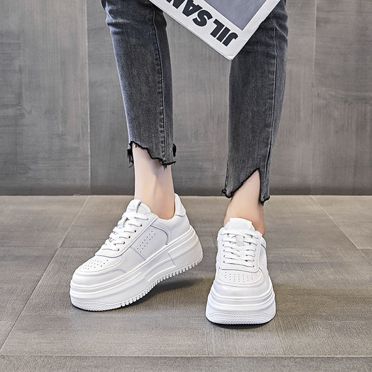 Women's White Genuine Autumn Versatile Single-layer Leisure Casual Shoes