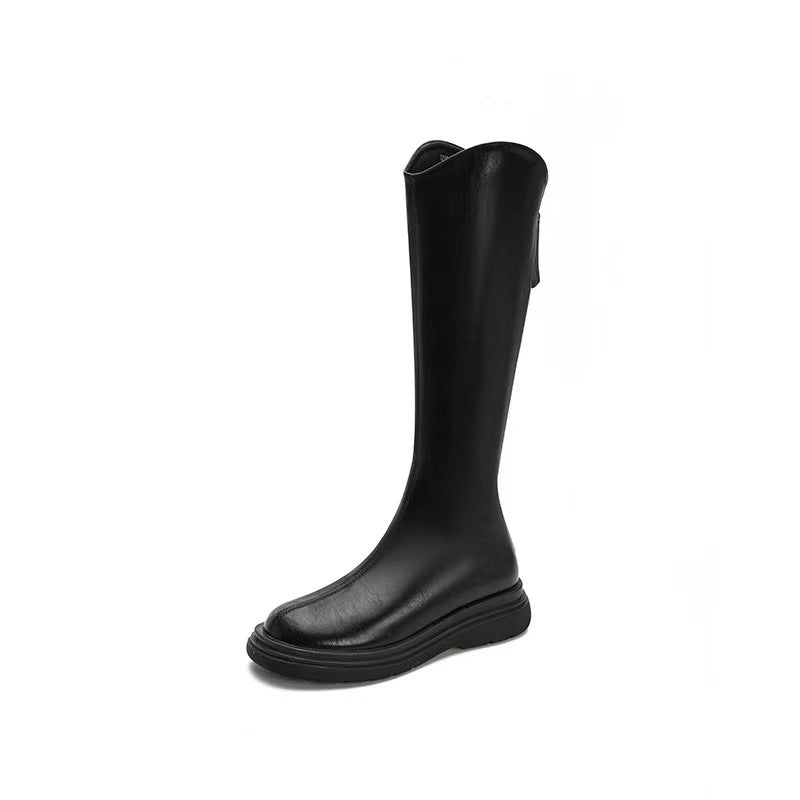 Women's Western Cowboy Small Height Increasing Insole Long Female High Knight Women's Leather Boots