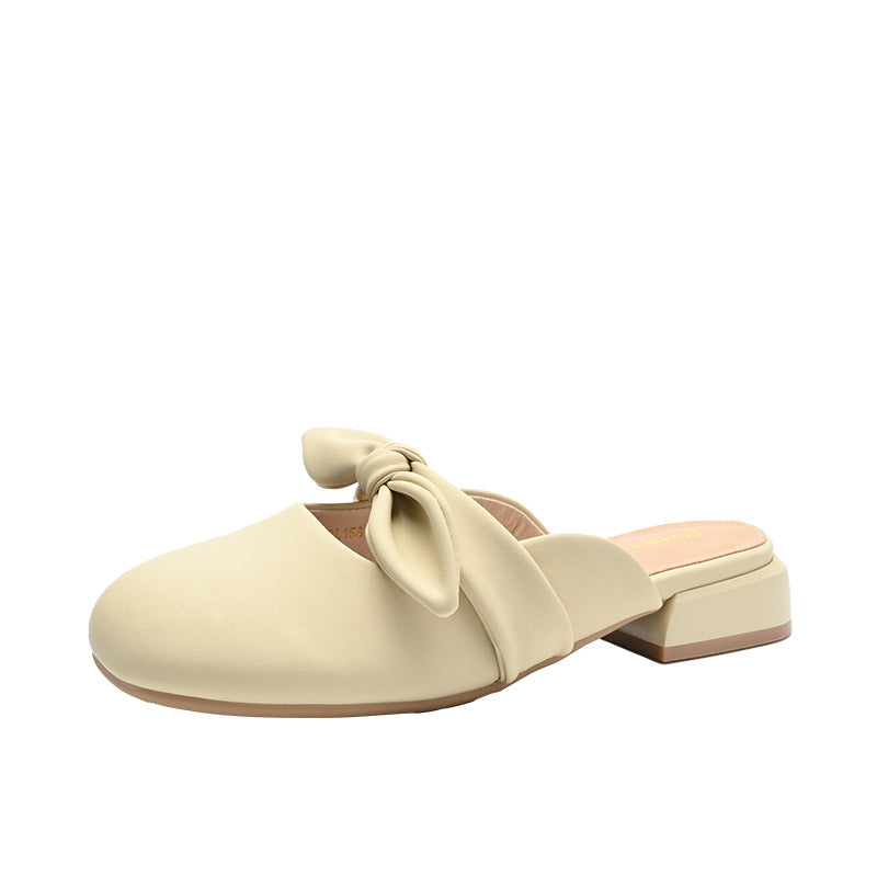 Bow Half Female Mule Go Out Sandals