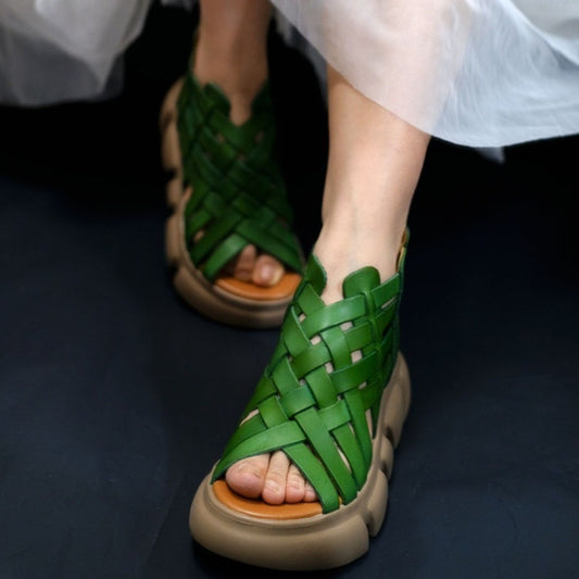 Women's High-quality Soft Roman Summer Woven High Heels