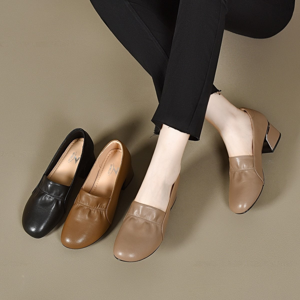 Women's Spring Authentic High Pointed Toe Chunky Women's Fashion Shoes