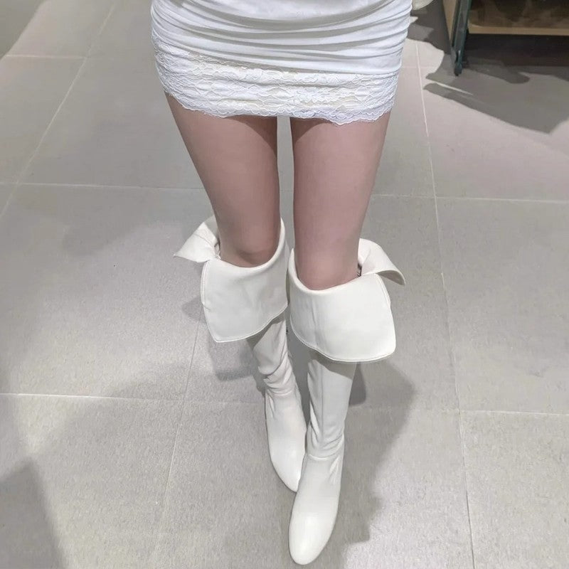 Women's Fashion Autumn Thick Slimming Pile Style Two-way Belt Buckle Retro Women's Leather Boots