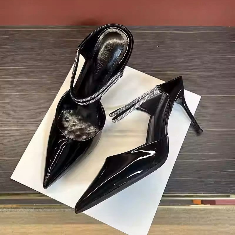 Women's Autumn Diamond Band Stiletto Adult Lady Like Woman Refined Outdoor High Heeled Sandals