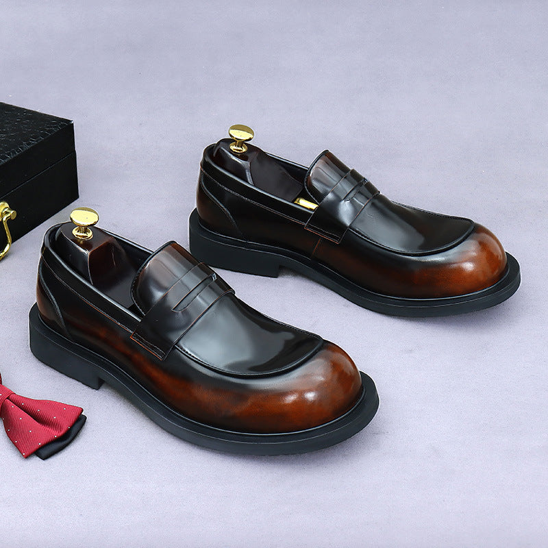 Men's Business Formal Cowhide Slip-on Paint British Leather Shoes