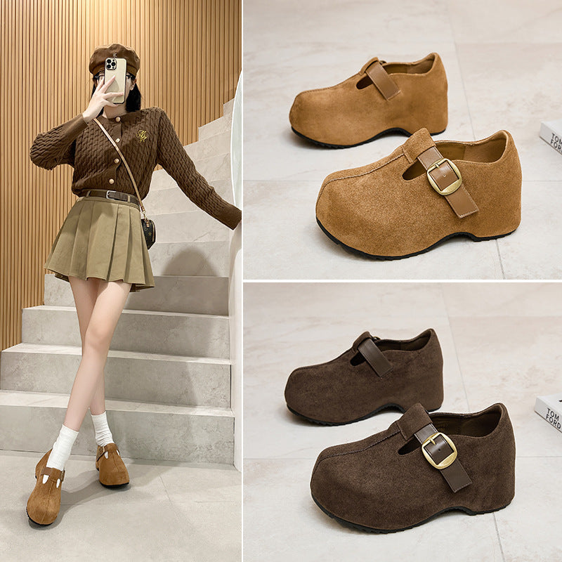 Genuine Platform Peas Fleece-lined Big Toe Pumps Women's Casual Shoes