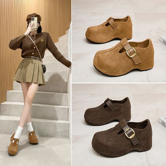 Genuine Platform Peas Fleece-lined Big Toe Pumps Women's Casual Shoes