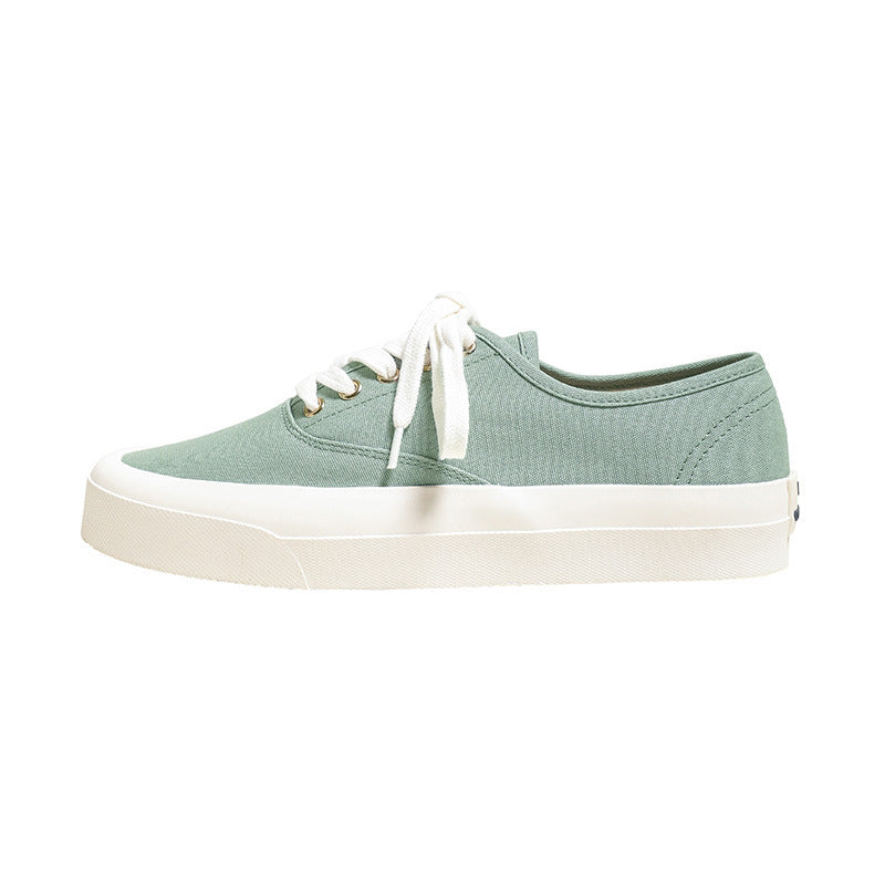 Women's & Men's Genuine Cowhide Pigskin Cloth Couple White Women's Canvas Shoes