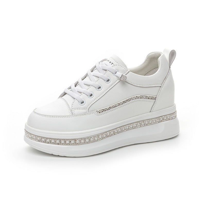 Women's White Slip-on Autumn Platform Lightweight Small Casual Shoes