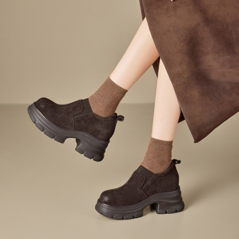 Women's Martin Spring Retro Platform Short Thick Super Popular Fashion Women's Leather Boots