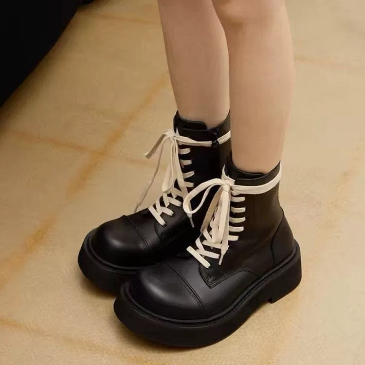 Women's Second Hair Super Thick Bottom Martin Cool Knight Hot Small Women's Leather Boots