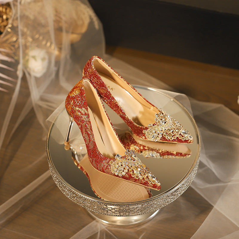High Chinese Style Bridal Engagement Toast Women's Fashion Shoes