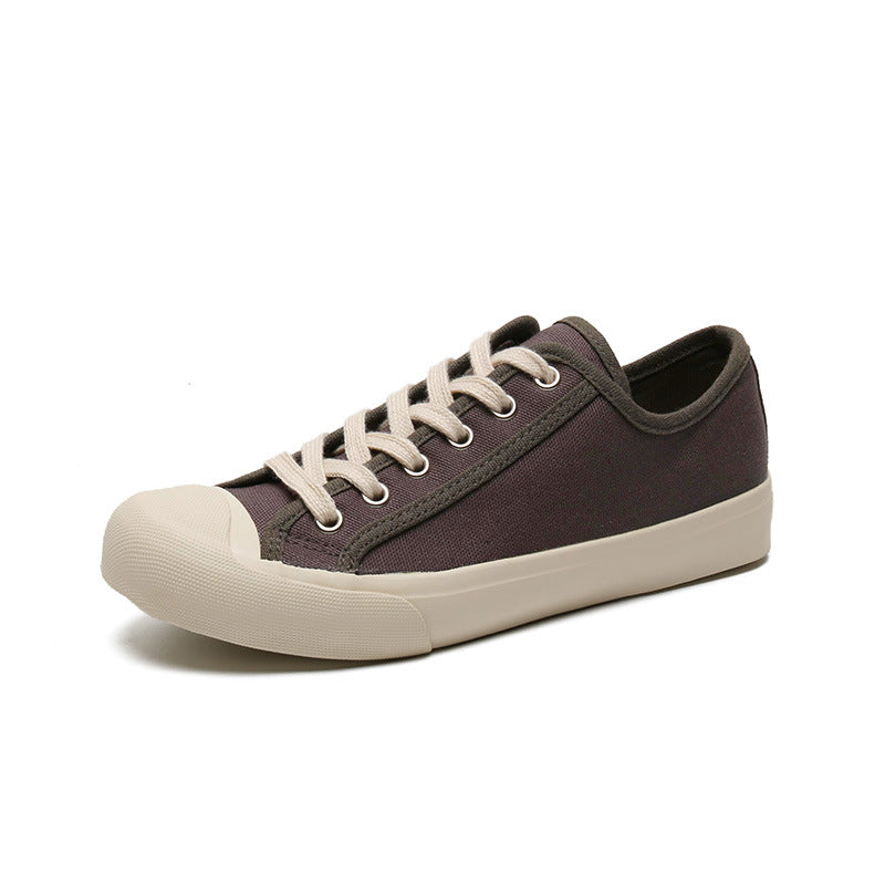 Cream White Retro Distressed Sports For Lovers Canvas Shoes