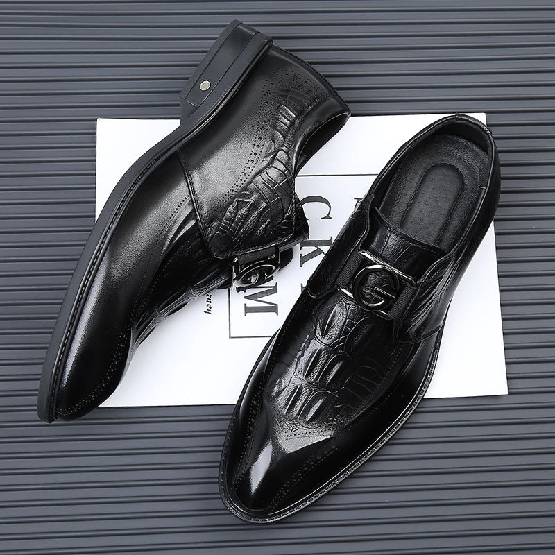Men's First Layer Cowhide Business Fashion Soft Leather Shoes
