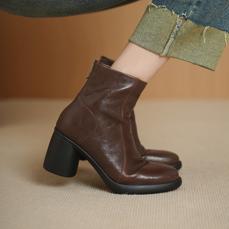 Women's Style Soft Sheepskin Short High Chunky Winter Plus Veet Genuine Boots