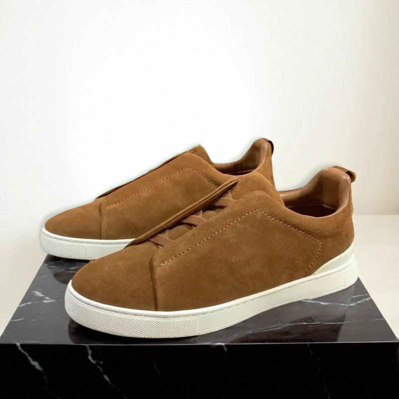 Men's Genia Top Layer Cowhide Slip-on Genuine Luxury Deerskin Men's Casual Leather Shoes