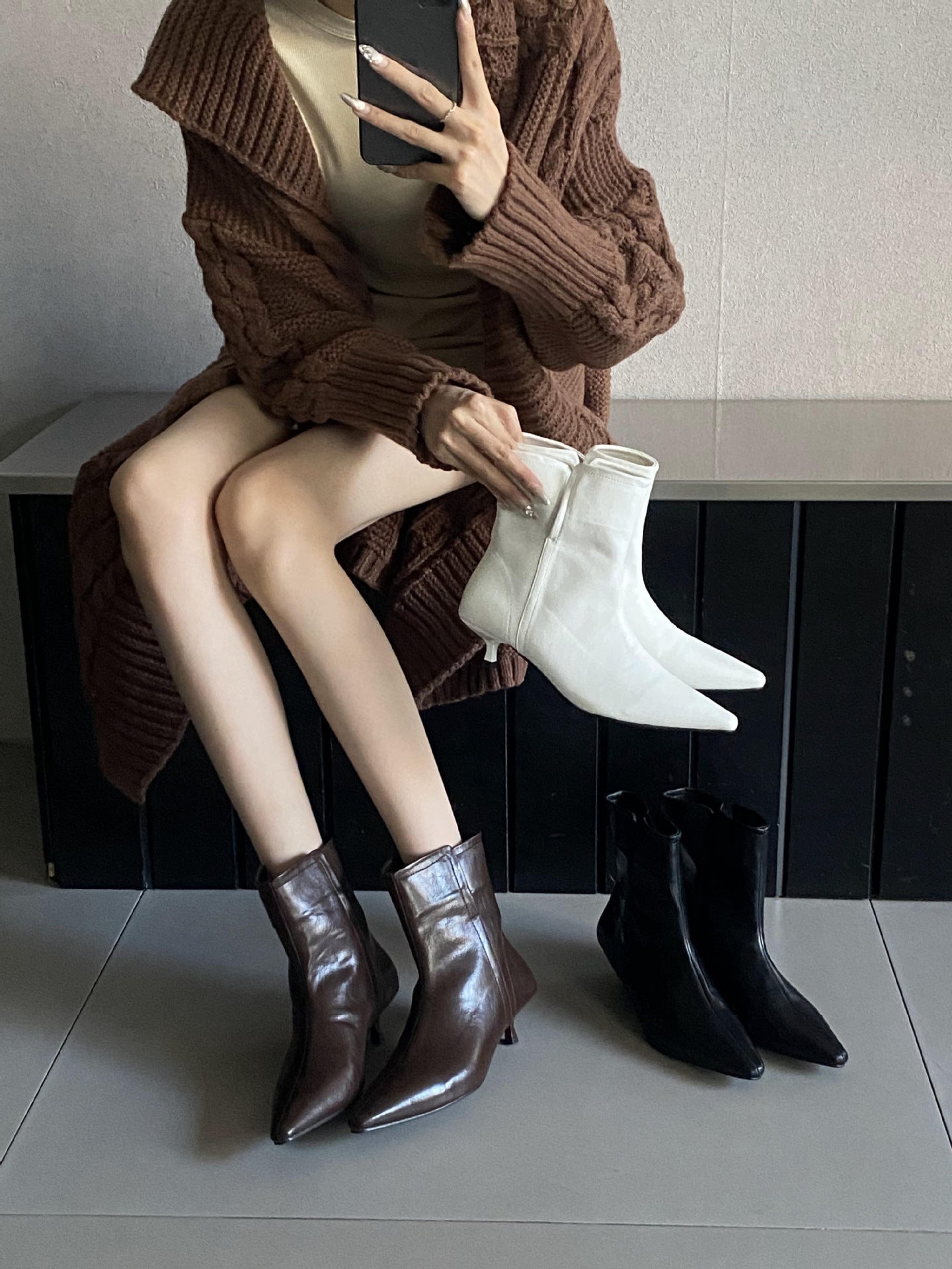Tax-free Autumn Stiletto Fashion Low Ankle Women's Leather Boots