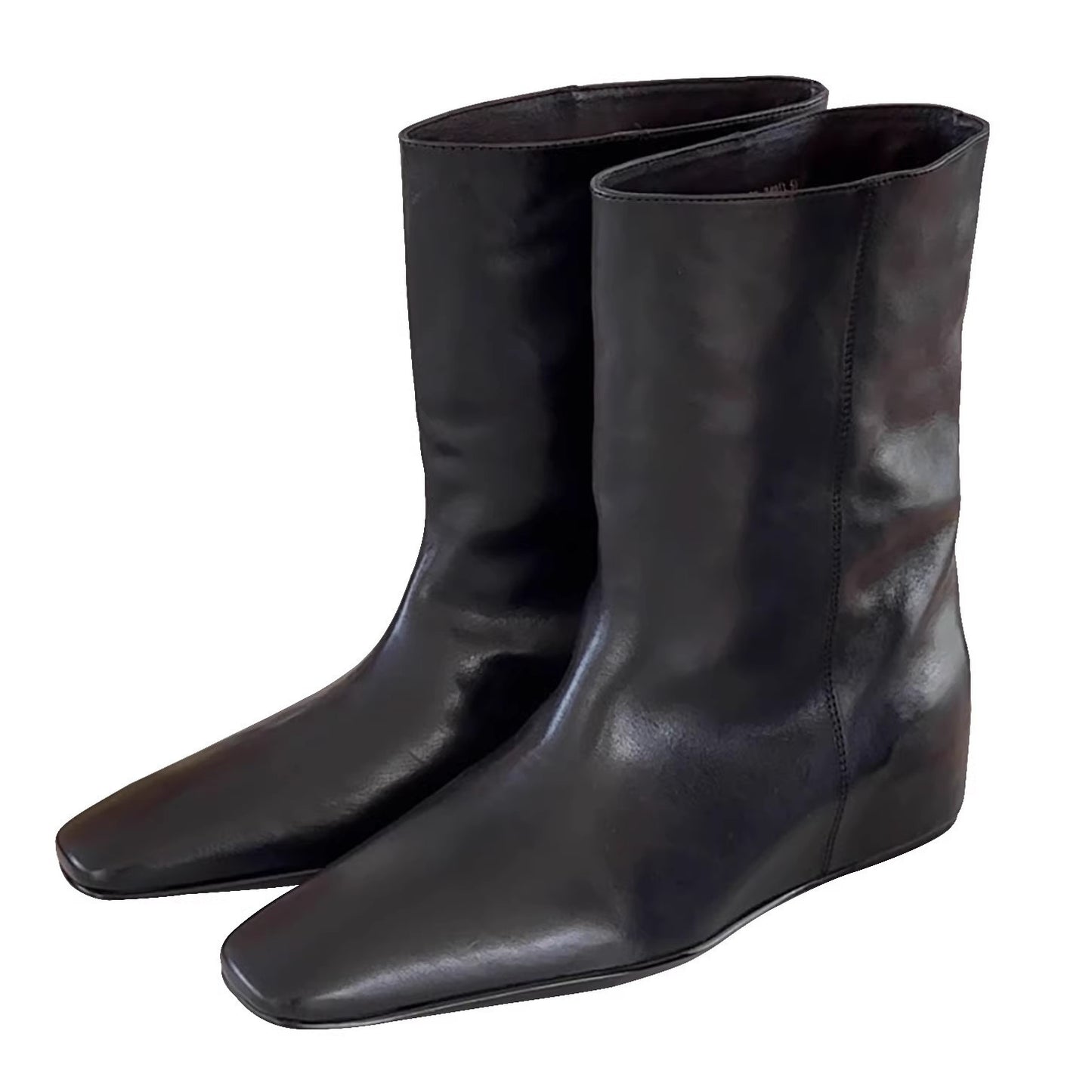 Women's Head Slimming Veet Padded Wide Tube Korean Women's Leather Boots