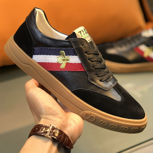 Men's Bee White British Trendy Board Sneakers