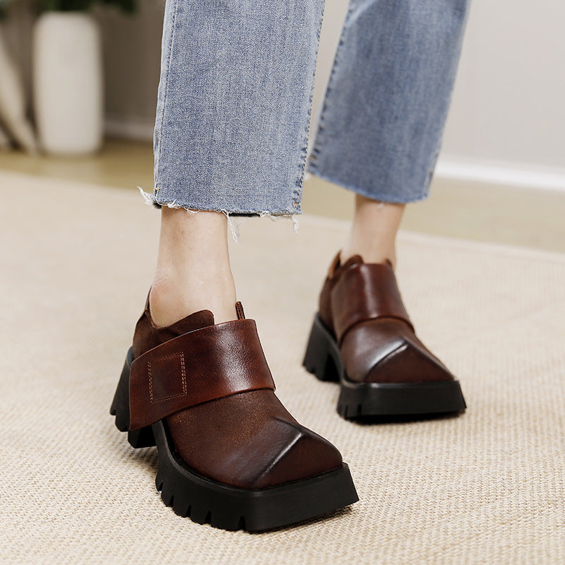 Women's Platform Retro Authentic Square Toe Comfortable Women's Casual Shoes