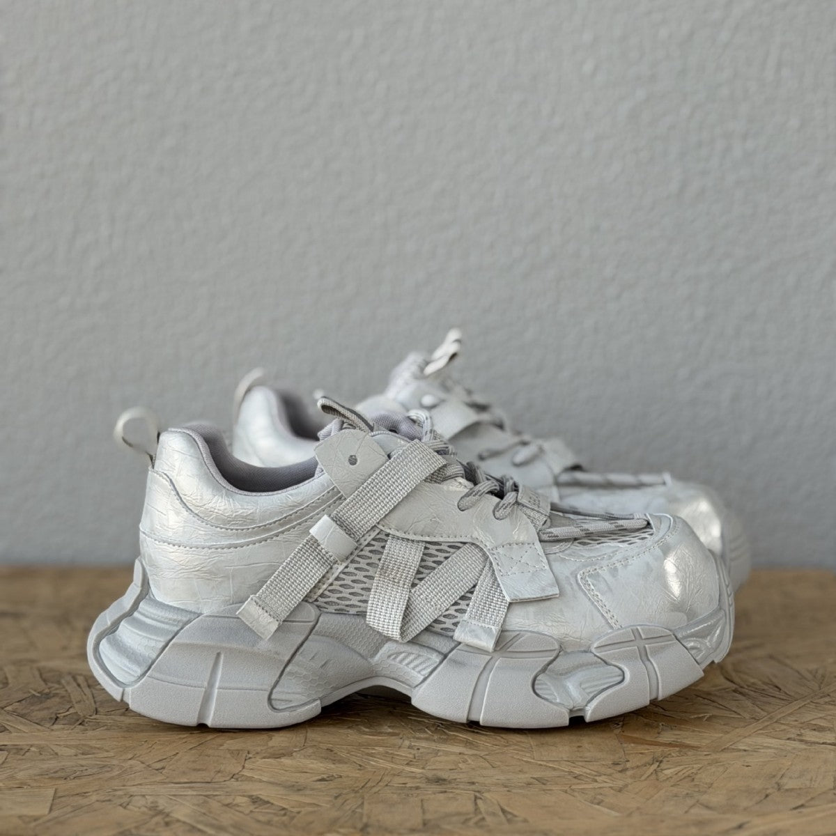 Women's Spring Platform Patchwork Structure Dad Lace Up Sneakers