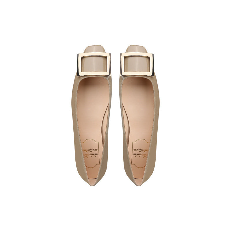 Square Buckle Low-cut Low Flat Commuter Women's Shoes