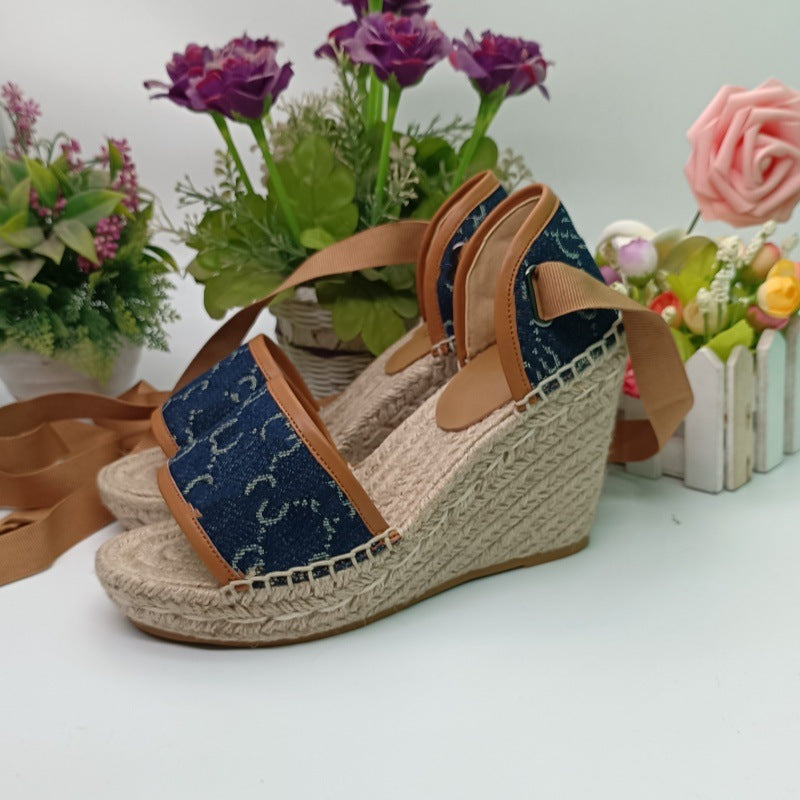 Women's Nigeria Wedge Hemp Rope Trendy Flat Slippers