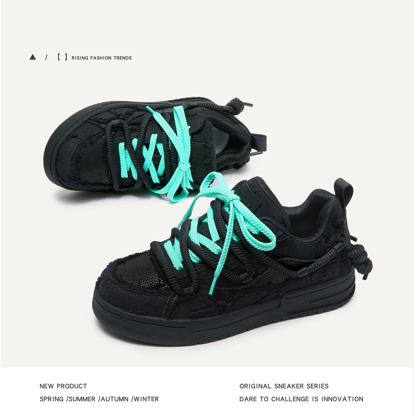 Women's & Men's Destruction Aesthetic Series Black Warrior Youth Fashion Sneakers