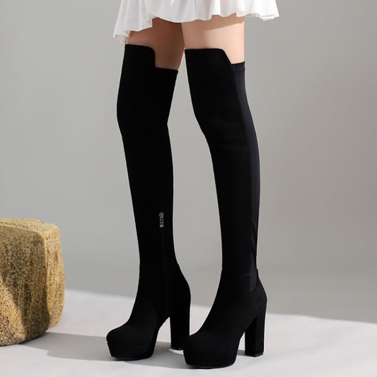 Women's Over The Knee Long Skinny Stretch Women's Leather Boots
