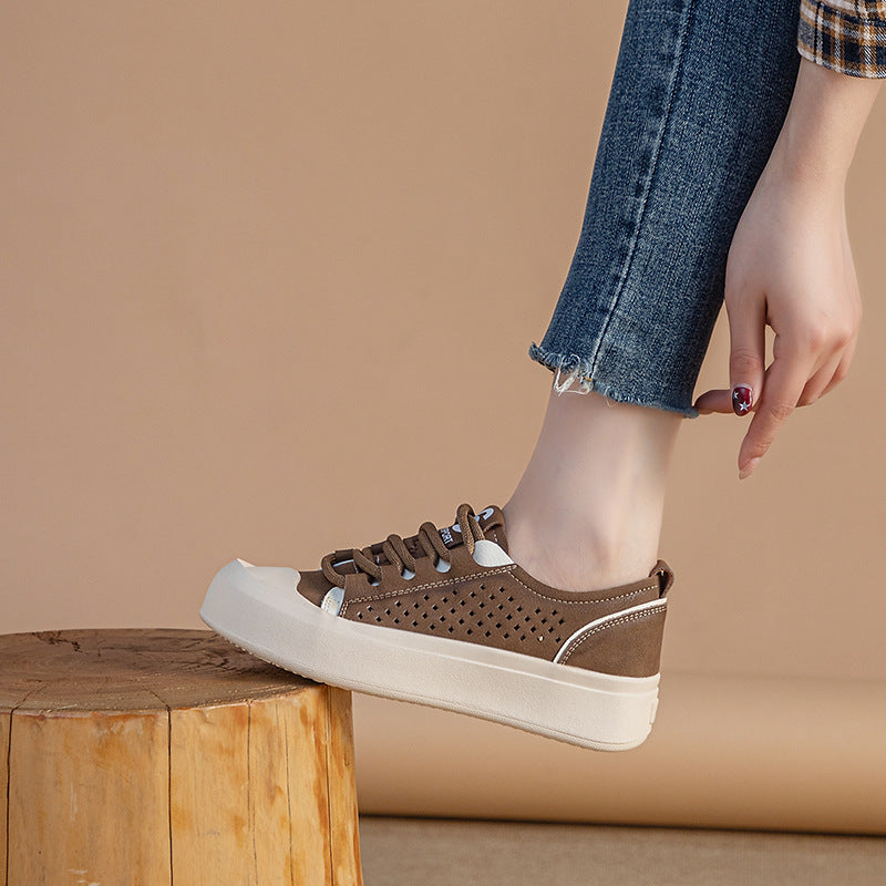 Women's Summer Genuine Platform Hollow Breathable Comfortable Sneakers