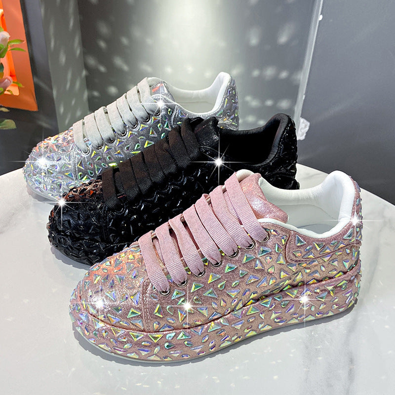 Women's Full Diamond Platform Dad Fashionable Slimming Rhinestone Skate Women's Sports Shoes