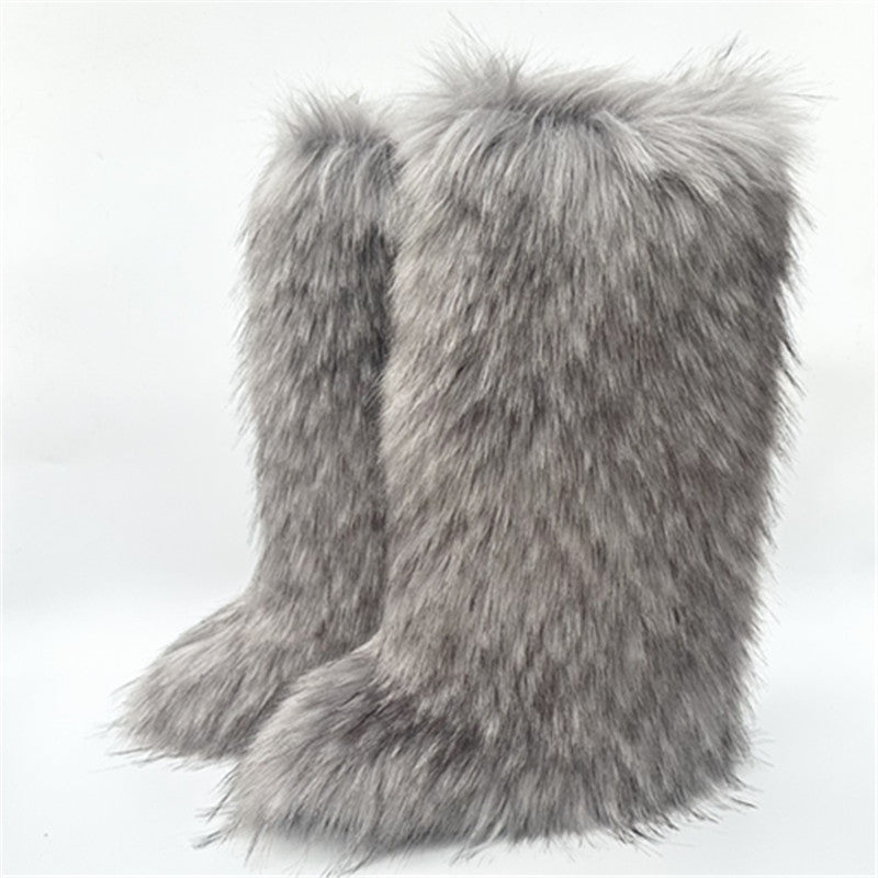 Classy Furry Trendy Thickening Plus Size Snow Boots