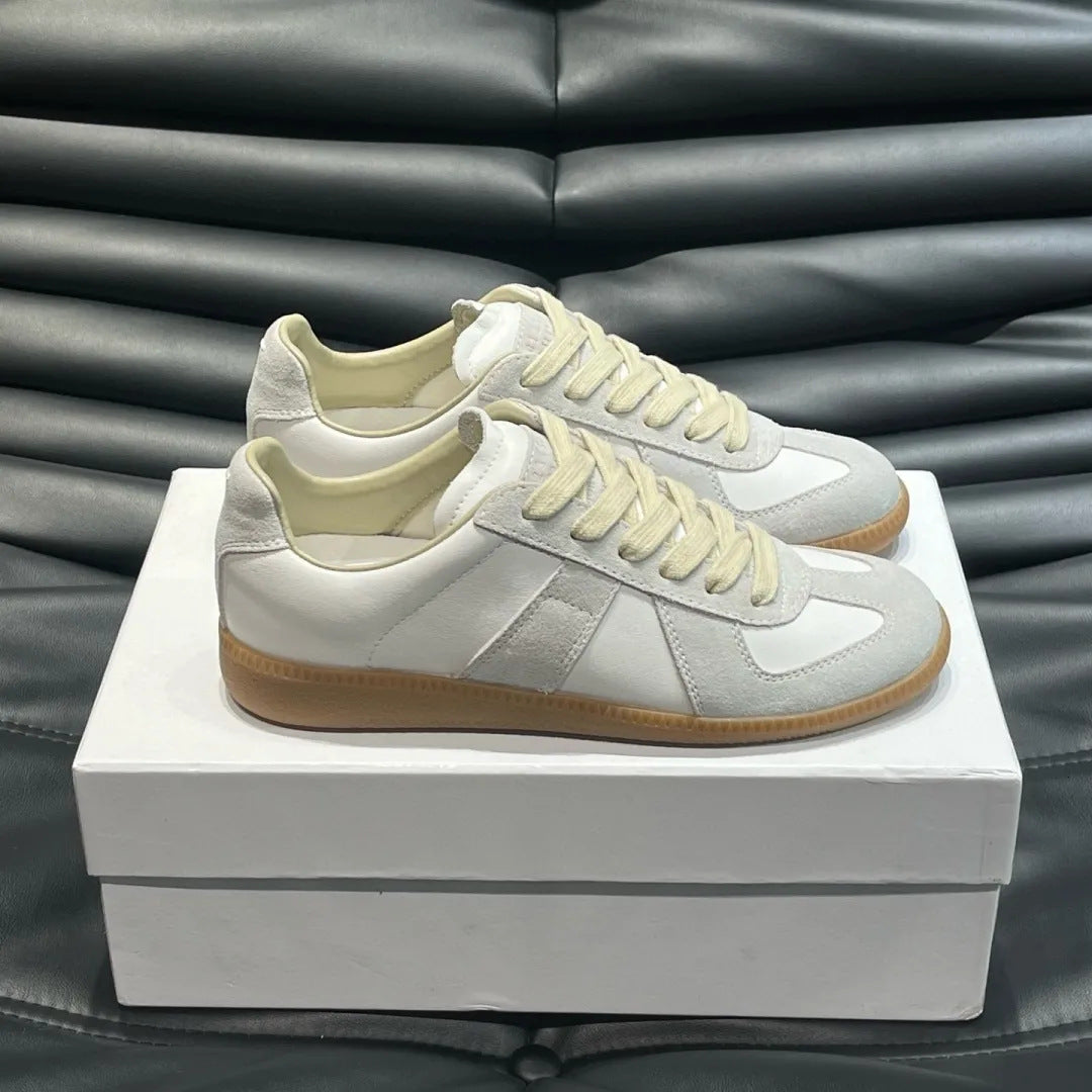 Women's & Men's Retro German Training Couple Genuine White Men's Board Shoes