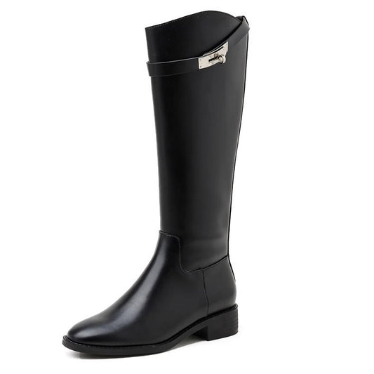 Women's Version Authentic British Style Lock Knight Chunky Below The Boots