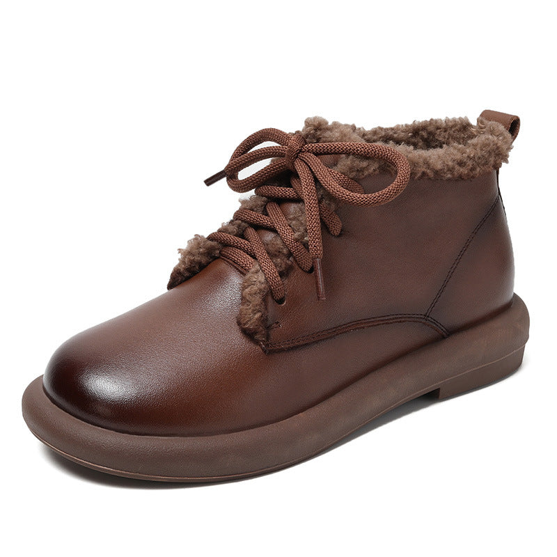 Women's Thermal Cotton Flat Ankle Winter First Snow Boots