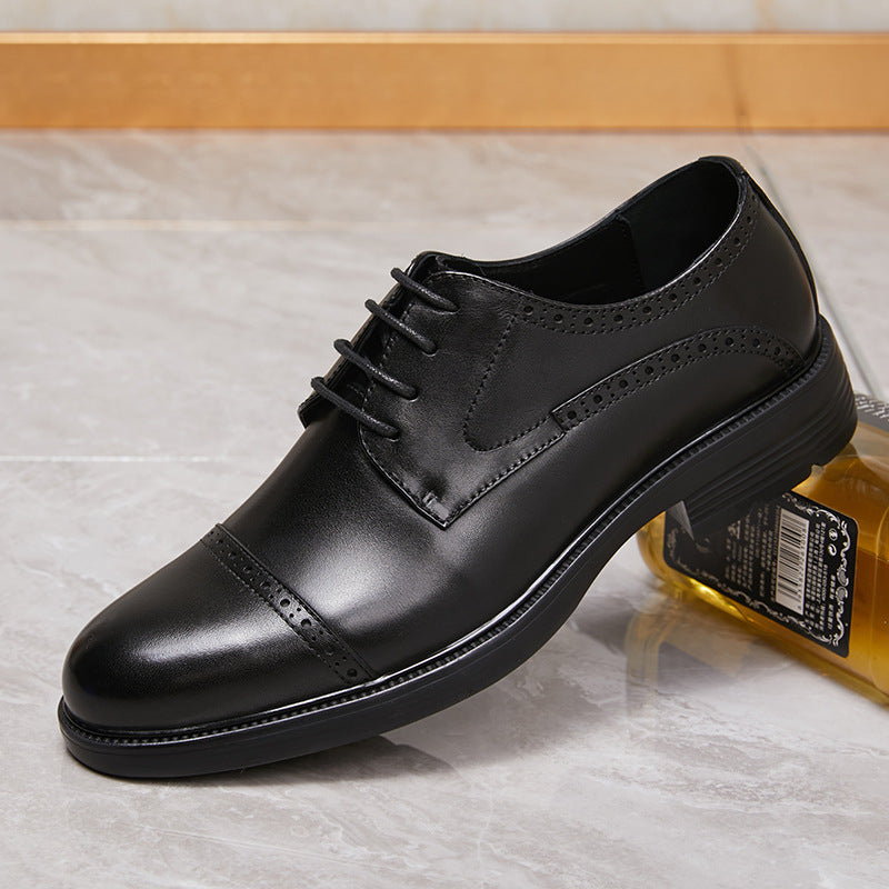Men's Business Strap Authentic Low Professional Three Joint Leather Shoes