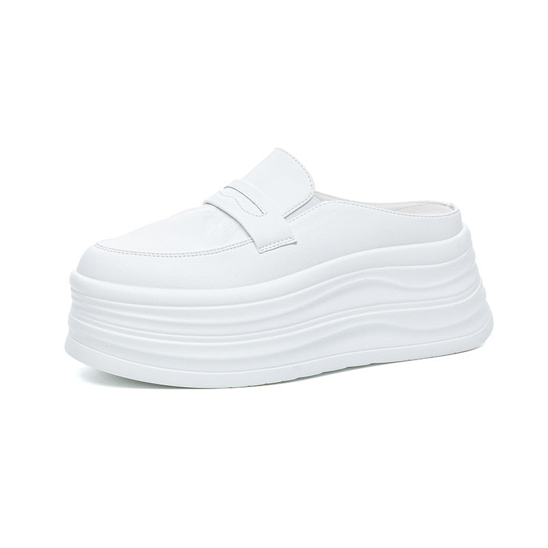Women's Summer Soft Platform Slip-on Breathable White Slippers