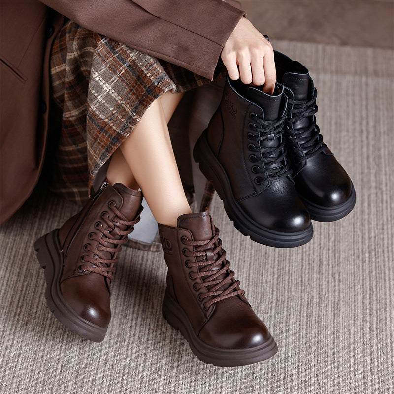 Thick-soled British Style Martin Retro Handmade Leisure Round Boots