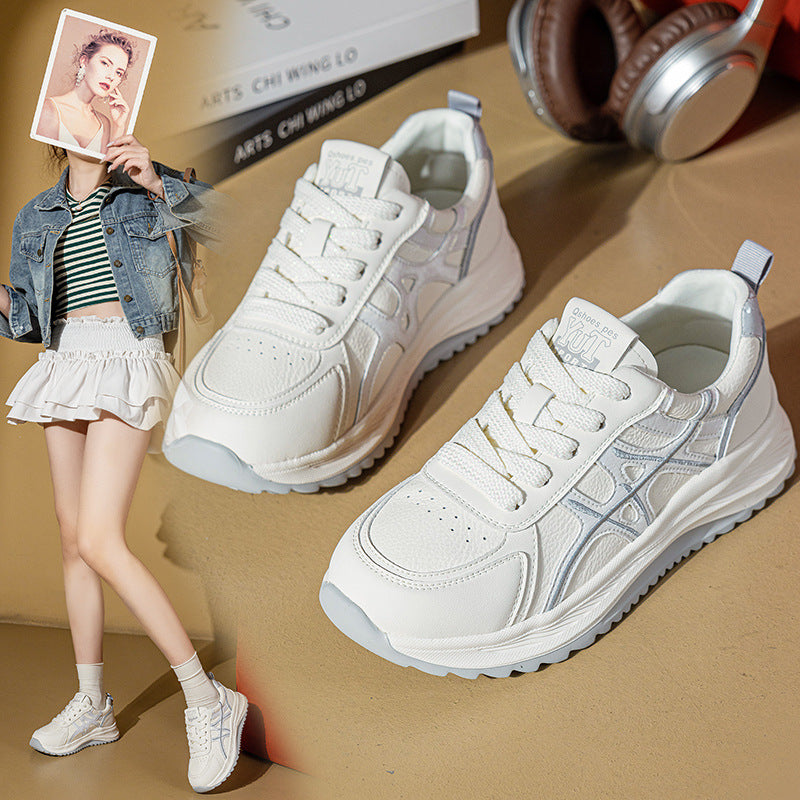 Women's Large Size Thick Bottom Light White Comfortable Sports Men's Shoes