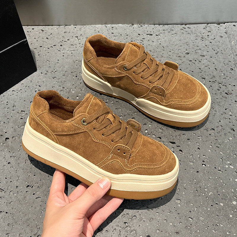 Women's Thick-soled Winter Small Height Increasing Platform Lace Women's Cotton Shoes