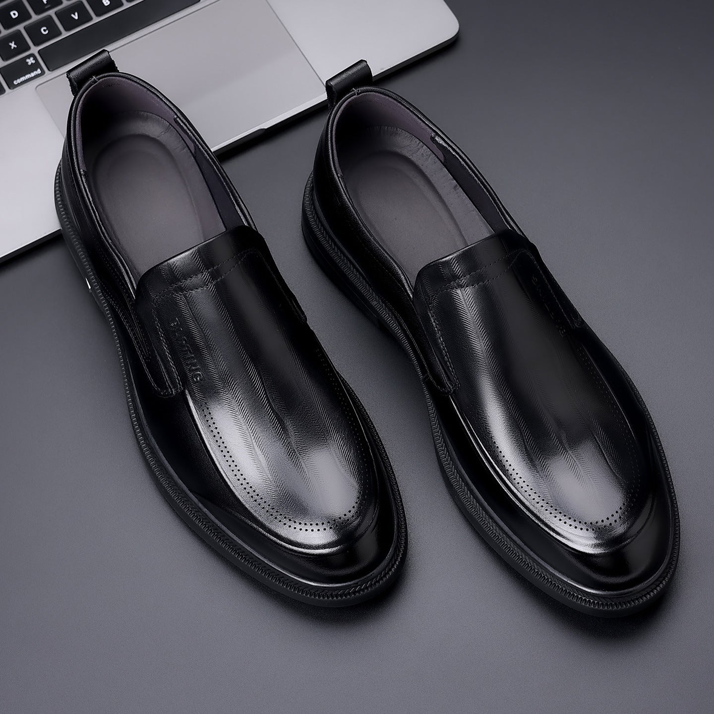 Men's Layer Cowhide Spring High-grade British Slip-on Men's Business Leather Shoes