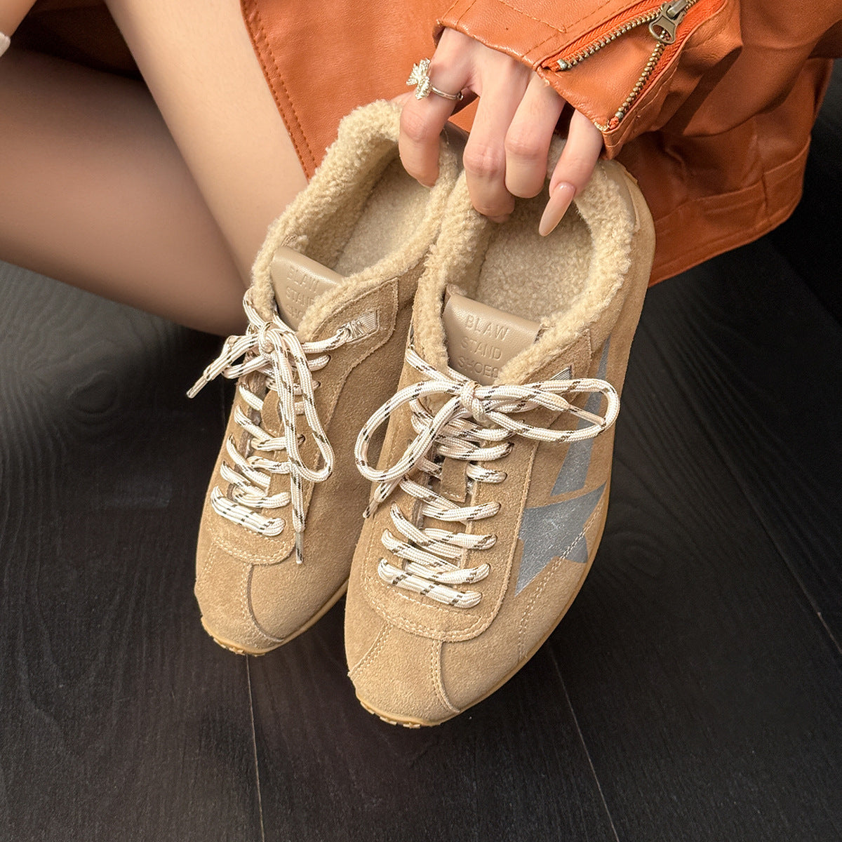 Women's Genuine Horse Fur Leopard Print With Veet German Training Retro Women's Casual Shoes