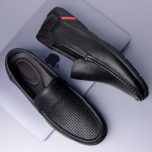 Men's Summer Simple Slip-on Black Genuine Doug Casual Shoes